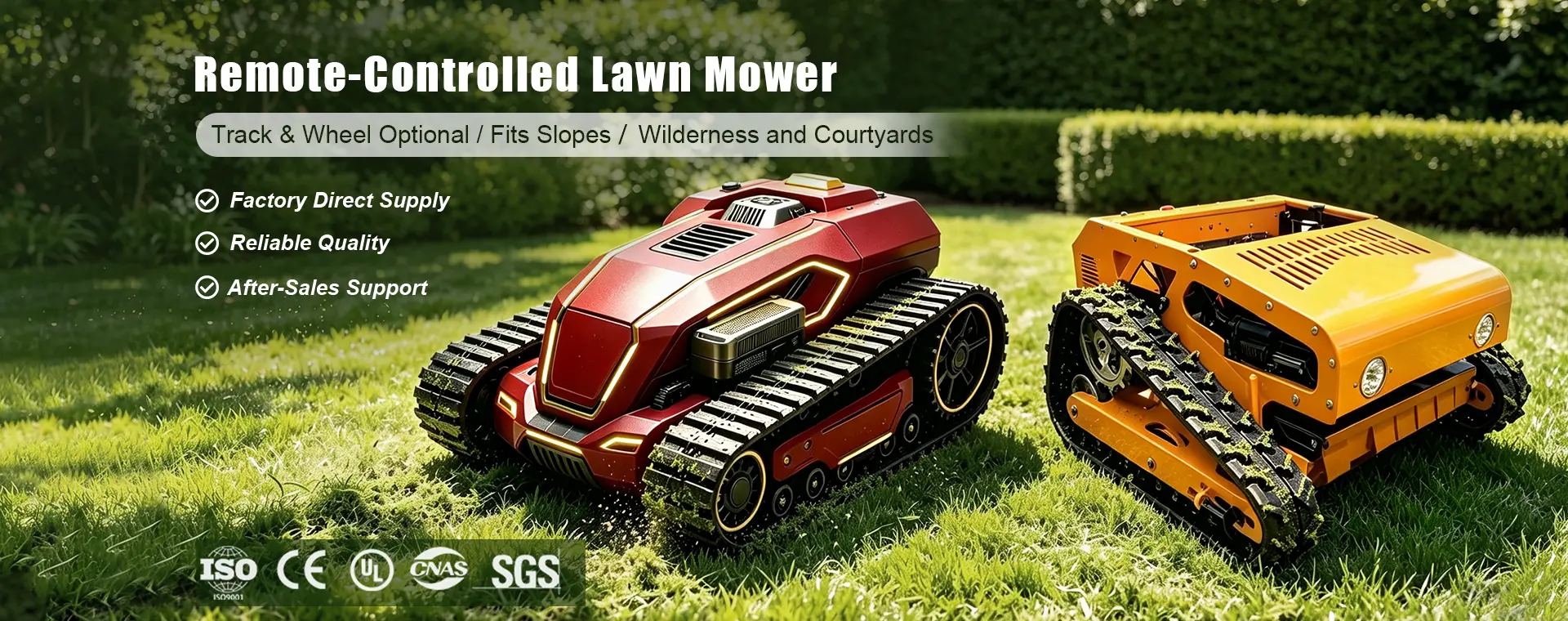 Professional Lawn Mower Manufacturer, Tracked RC Lawn Mower & Wheeled Grass Cutter, Custom Mowing Equipment for Slopes and Courtyards