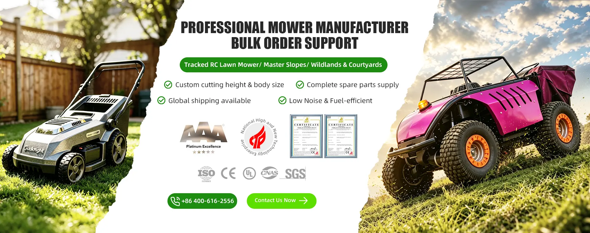 China Factory Lawn Mower Supplier, Bulk Order Tracked Remote Controlled Lawn Mower, Custom Grass Cutters for Wildlands & Yards